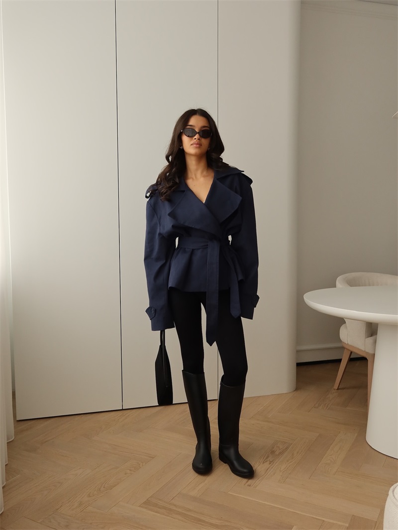 Autumn Navy Blue Women Suit 1  - огляд і ціна Women Formal Wear Belt