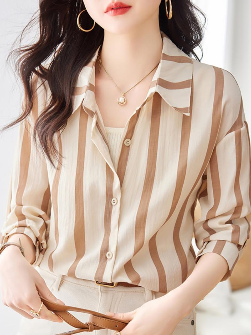 Apricot Striped Long Sleeved S - огляд і ціна Women'S Formal Evening Wear Tops