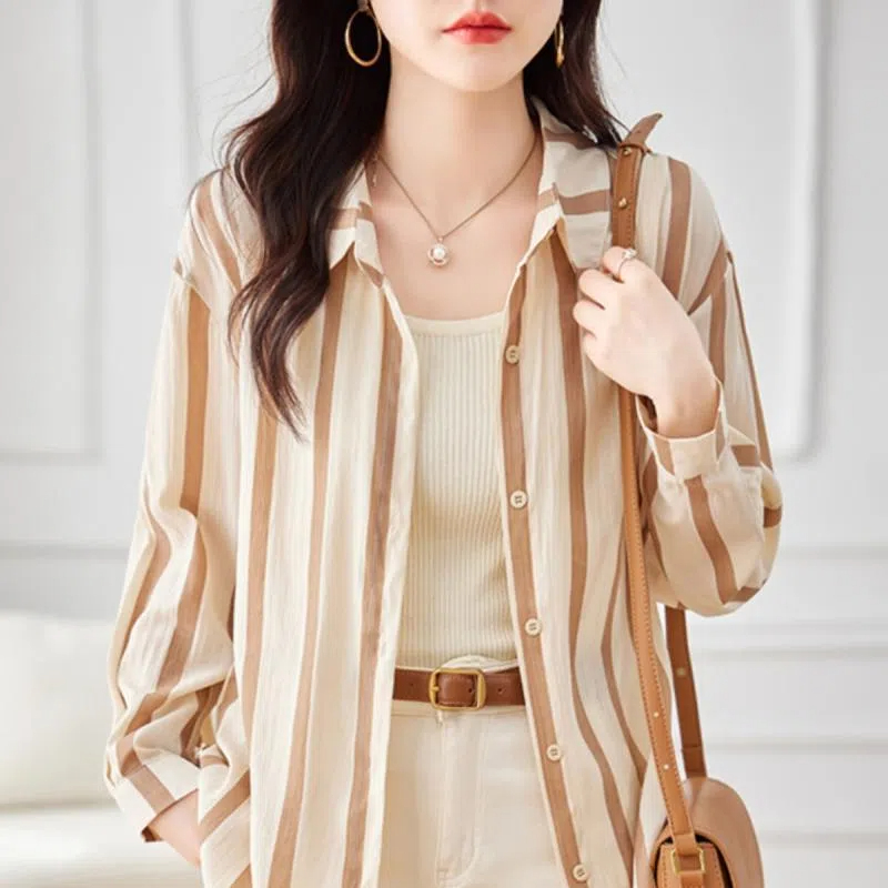 Apricot Striped Long Sleeved S - огляд і ціна Women'S Formal Evening Wear Tops